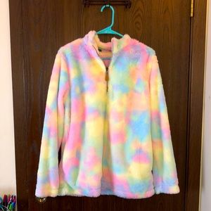 Pink lily tye dye 1/4 zip sweater